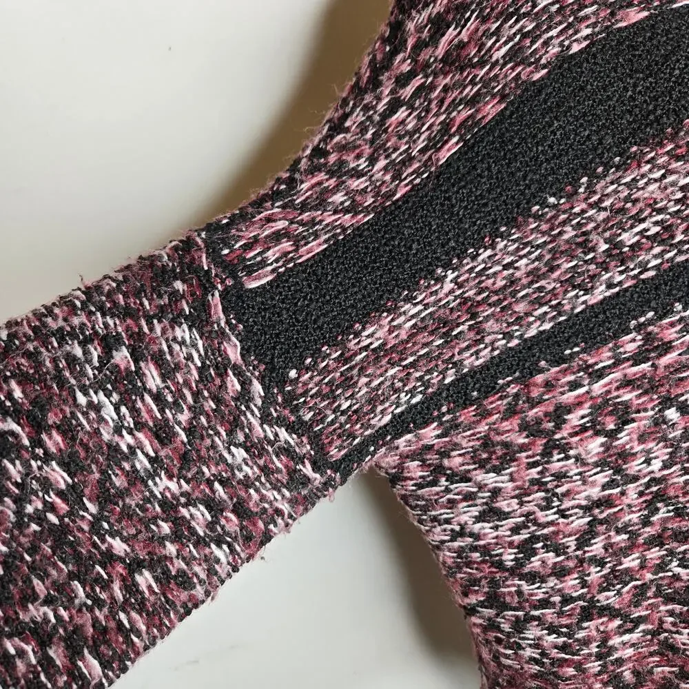 JOHN + JENN Chunky Knit Mock Neck Pullover Sweater Maroon & Black Size Small - Picture 6 of 14